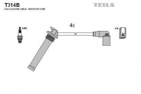 Комплект кабелiв запалювання TESLA T314B (фото 1)
