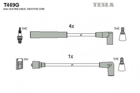 Комплект кабелiв запалювання TESLA T469G (фото 1)