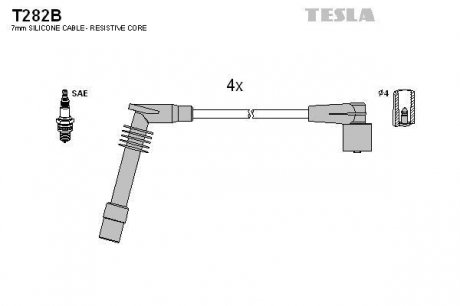 Комплект кабелiв запалювання TESLA T282B (фото 1)