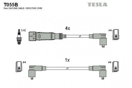 Комплект кабелiв запалювання TESLA T055B