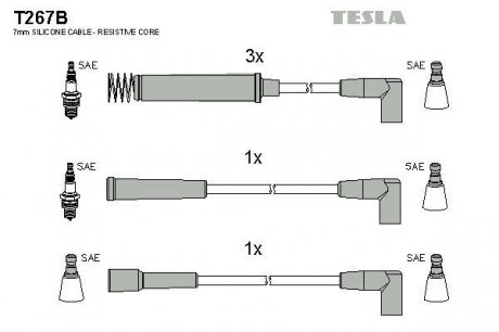 Комплект кабелiв запалювання TESLA T267B (фото 1)