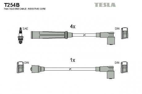 Комплект кабелiв запалювання TESLA T254B