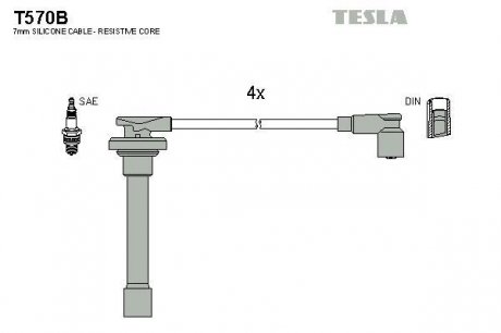 Комплект кабелiв запалювання TESLA T570B