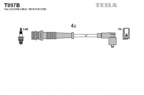 Комплект кабелiв запалювання TESLA T897B (фото 1)