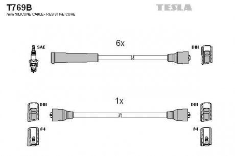 Комплект кабелiв запалювання TESLA T769B (фото 1)
