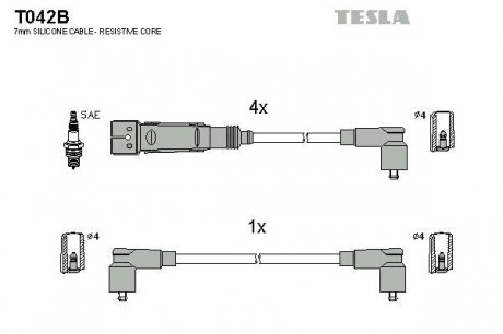 Комплект кабелiв запалювання TESLA T042B