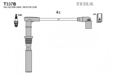 Комплект кабелiв запалювання TESLA T337B