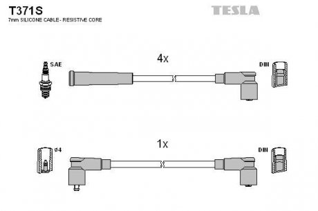Комплект кабелiв запалювання TESLA T371S