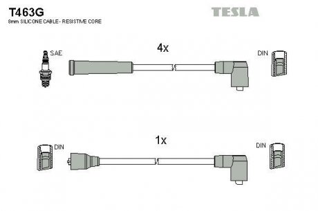 Комплект кабелiв запалювання TESLA T463G (фото 1)
