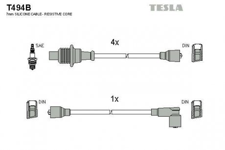 Комплект кабелiв запалювання TESLA T494B (фото 1)