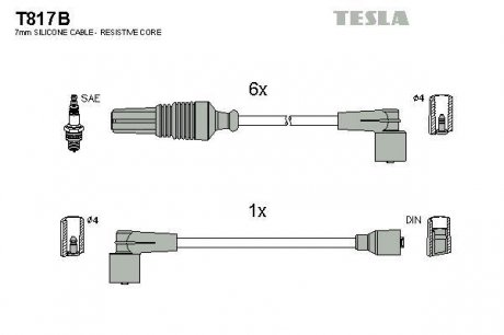 Комплект кабелiв запалювання TESLA T817B