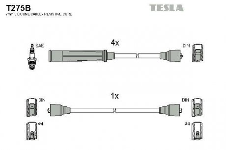 Комплект кабелiв запалювання TESLA T275B