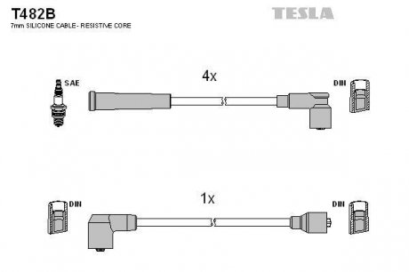 Комплект кабелiв запалювання TESLA T482B (фото 1)