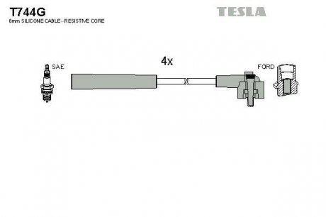 Комплект кабелiв запалювання TESLA T744G
