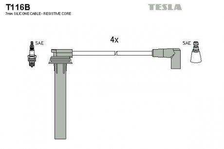 Комплект кабелiв запалювання TESLA T116B