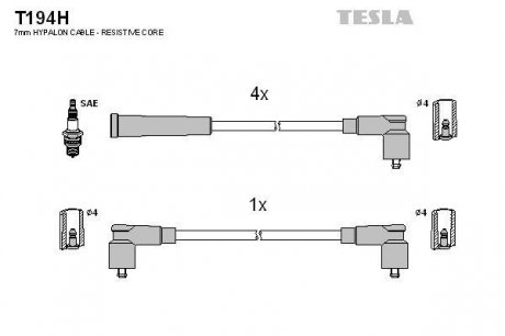 Комплект кабелiв запалювання TESLA T194H
