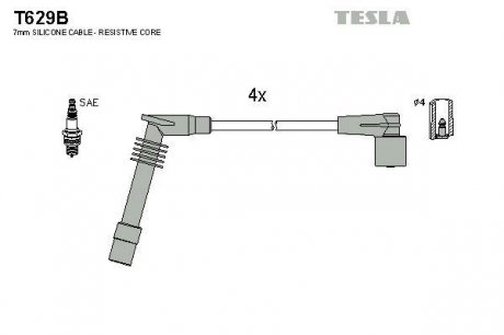 Комплект кабелiв запалювання TESLA T629B