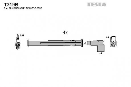 Комплект кабелiв запалювання TESLA T319B