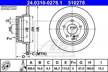 Диск гальмівний Power Disc ATE 24.0310-0278.1