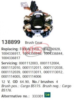 Щіткотримач стартера CARGO 138899