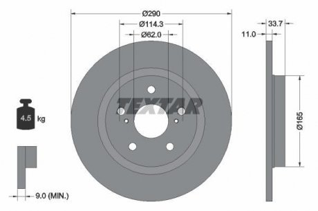 Гальмівний диск TEXTAR 92195200 (фото 1)
