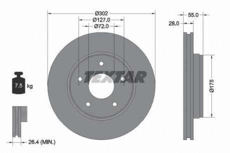 Гальмівний диск TEXTAR 92253303 (фото 1)
