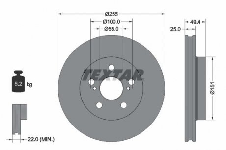 Гальмівний диск TEXTAR 92301703