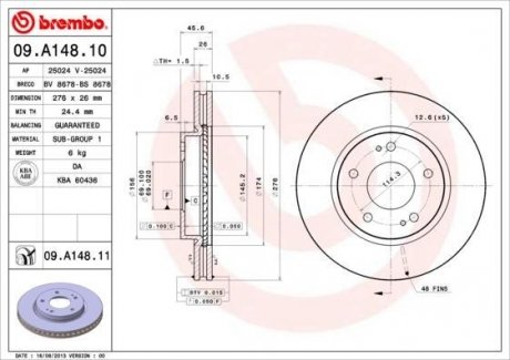 Гальмівний диск BREMBO 09.A148.10
