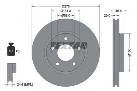 Гальмівний диск TEXTAR 92197403 (фото 1)