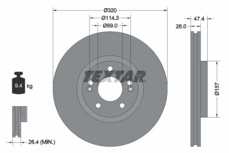 Гальмівний диск TEXTAR 92237805 (фото 1)