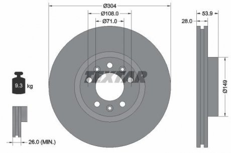 Гальмівний диск TEXTAR 92287203 (фото 1)
