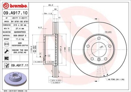 Гальмiвний диск BREMBO 09.A917.10