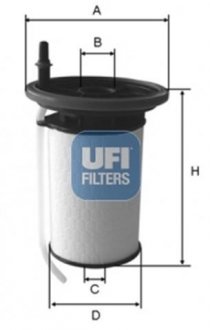 Фильтр топливный FIAT DOBLO, PANDA 1.3, 1.6 D 10- (OE) UFI 26.052.00 (фото 1)