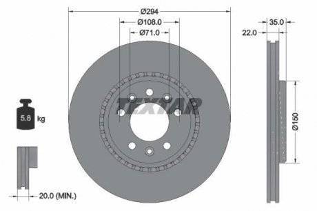 Гальмівний диск TEXTAR 92287103 (фото 1)