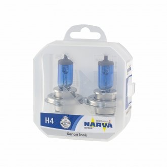 Лампа галлогенная TWIN SET H4 12V 60/55W RANGE POWER WHITE NARVA 48680S2 (фото 1)