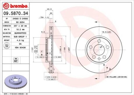 Гальмівний диск BREMBO 09.5870.34