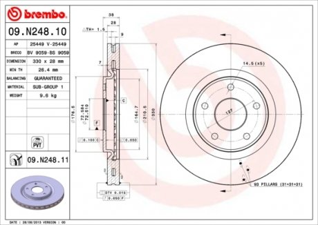 Гальмiвний диск BREMBO 09.N248.11 (фото 1)