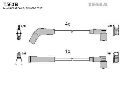 Комплект кабелiв запалювання TESLA T563B