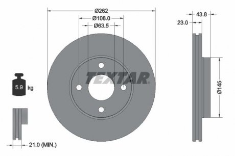 Гальмівний диск TEXTAR 92292703 (фото 1)