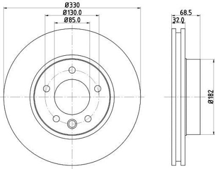 Диск гальмівний з покриттям PRO; передн., прав. HELLA PAGID 8DD355109-741