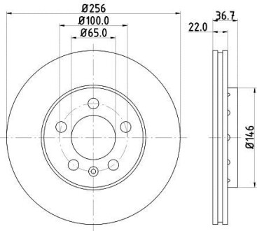 Тормозной диск перед. Golf 97-06/Bora 99-05/Octavia 97-10 (256x22) HELLA PAGID 8DD355105-361