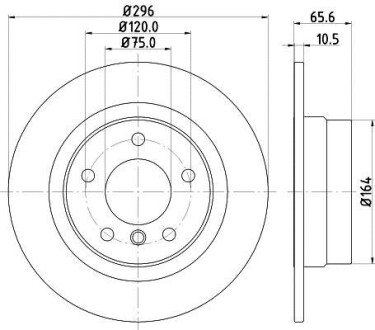 Тормозной диск зад. BMW 1 (E81/E87) / 3 (E90-E92) 03-13 (296x10.5) HELLA PAGID 8DD355111-301