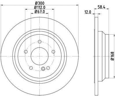Тормозной диск зад. W221/C216/R230 04-13 2.0-6.0 (PRO) HELLA PAGID 8DD355115-411