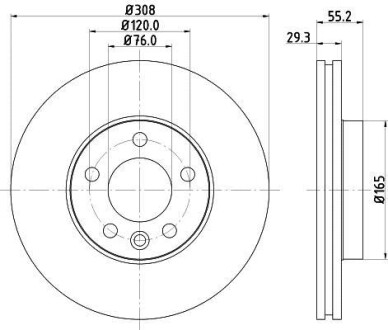 Диск гальмівний з покриттям PRO; передн. HELLA PAGID 8DD355109-661