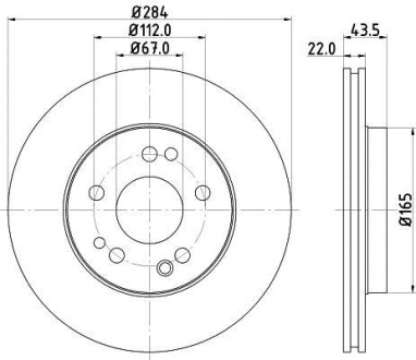 Гальмівний диск перед. E220-300 W124 93-95 (284x22) HELLA PAGID 8DD355100-941