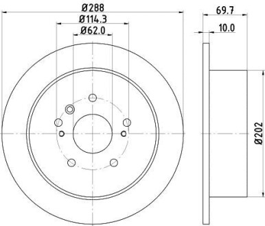 Гальмівний диск зад. Lexus RX 03-08 3.0-3.5 (PRO) HELLA PAGID 8DD355114-991