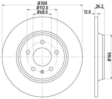 Тормозной диск зад. A4/A5/A6/A7/Q5 07- (300x12) HELLA PAGID 8DD355113-931