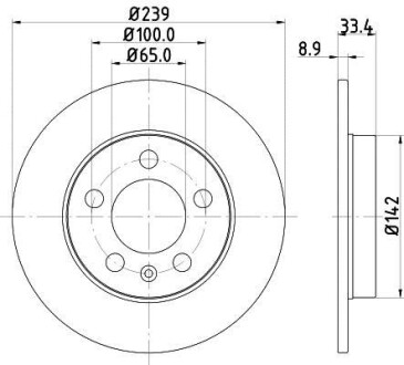 Тормозной диск задн. Octavia/Golf 98-13 (PRO) HELLA PAGID 8DD355107-461