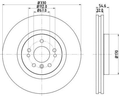 Гальмівний диск перед. W164/W251 05- (PRO) HELLA PAGID 8DD355113-171