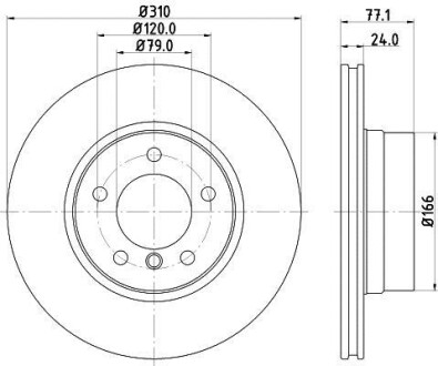 Тормозной диск перед. E60/E61 03-10 Pro HELLA PAGID 8DD355109-901